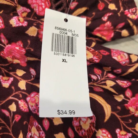 NWT Old Navy Boho Pink Floral Crop Top Size XL V-Neck Peasant Flutter Sleeve - Picture 4 of 6